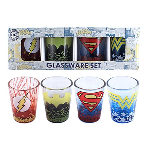 DC Characters Logos Fade Mini-Glass 4-Pack